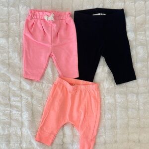 Bunch of Black, Pink And Coral Stylish Kids Bottoms size NB & 3M